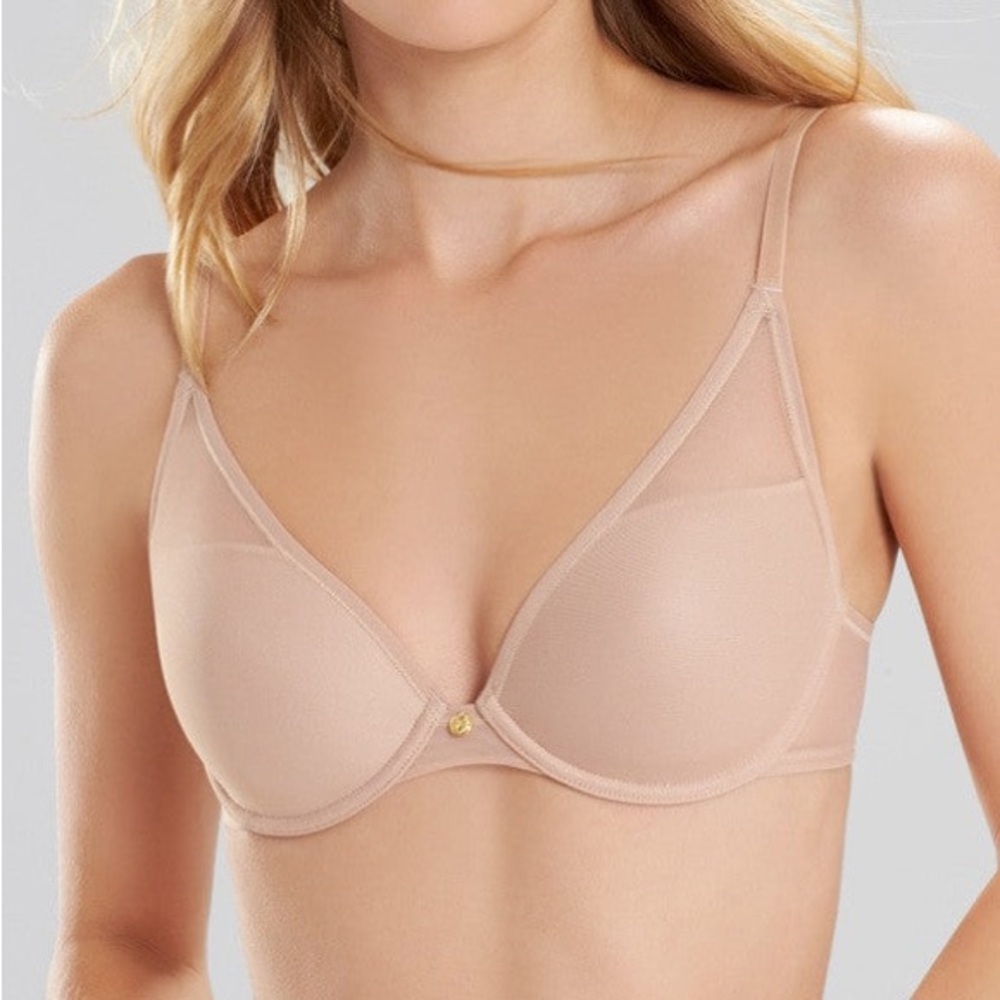 Natori Buff Beige Nude Sand Mesh Highlight Contour Underwire T-Shirt Bra 36D